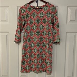 crown & ivy Coral and Green Geo Floral Shift Dress